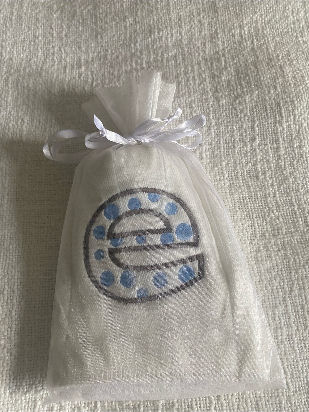 Boutique Custom Embroidered Monogram Initial “e” White Burp Cloth Set with Orga
